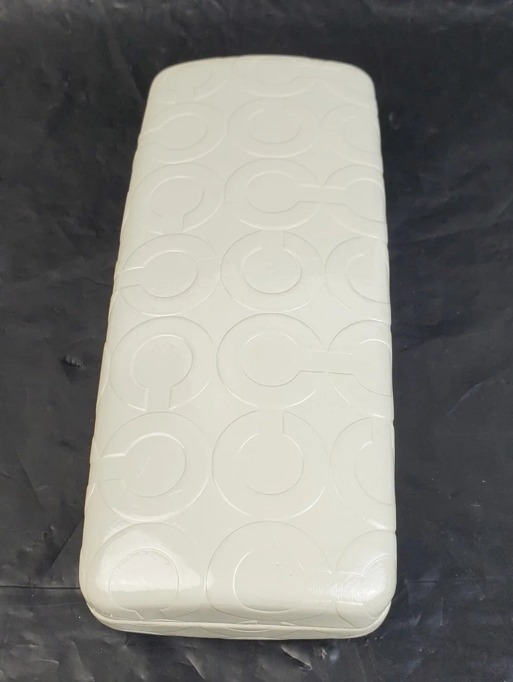 Coach Eyeglasses Case ONLY Hard Hinged White Clam Shell With Embossed Logo